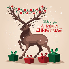  Deer. Christmas. vector illustration. New Year card.