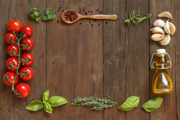 Vegetables,  herbs and olive oil