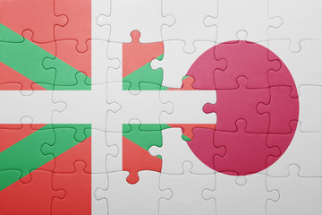 puzzle with the national flag of basque country and japan