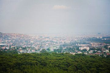 Panoramic view of Antalya in fog