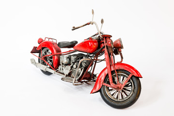 Obraz premium Model of old red chopper motorcycle