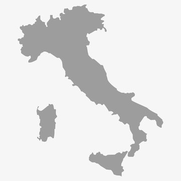 Map of the Italy in gray on a white background