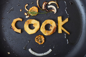 silhouette of a person made from vegetables