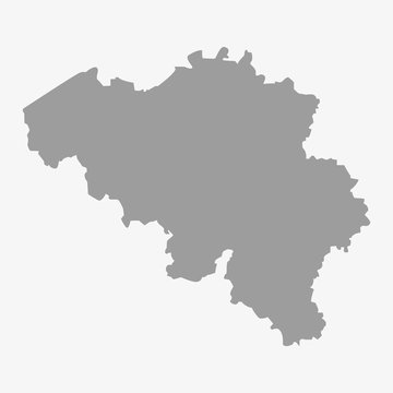 Map of Belgium in gray on a white background