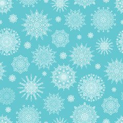 Light Blue Seamless Christmas Pattern With Snowflakes
