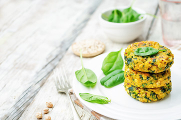 quinoa spinach chickpeas pumpkin fritters