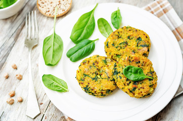 quinoa spinach chickpeas pumpkin fritters
