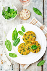 quinoa spinach chickpeas pumpkin fritters