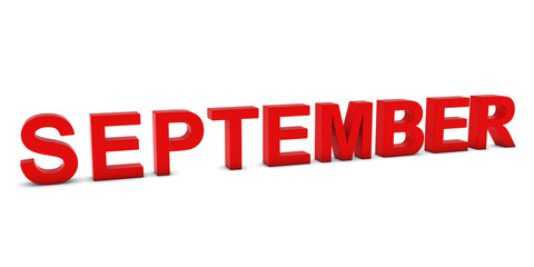SEPTEMBER Red 3D Month Text Isolated on White