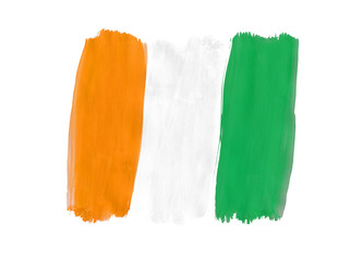 Flag of Cote DIvoire painted with gouache