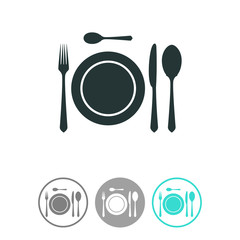 Plate with spoon, knife and fork icon.