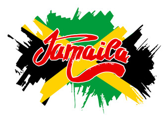 Flag of Jamaica in grungy style. Independence Day.