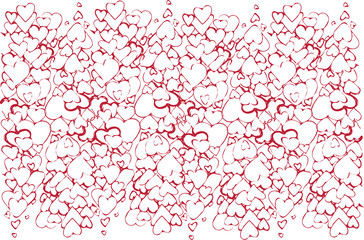 Vector sketch of the background of a variety of red hearts