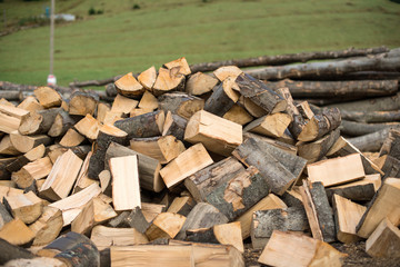 stacked pile of firewood