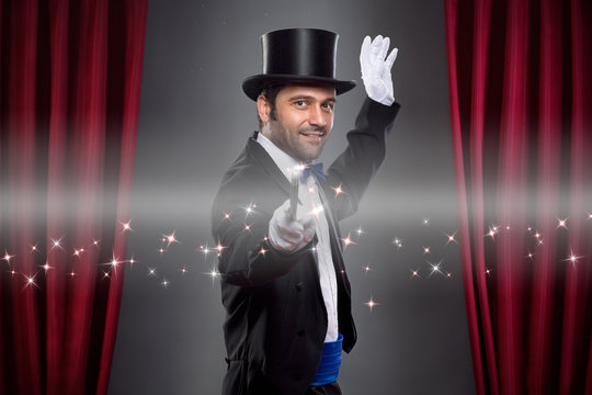 Magician showing trick