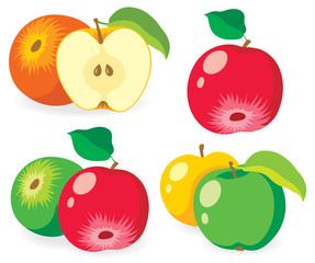 Set of vector apples