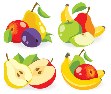 Various fresh fruits vector collection