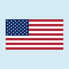 Flag USA sign. National symbol of freedom and independence. Original and simple United State Of America flag isolated on white background. Official colors and Proportion Correctly. Vector illustration