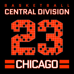 Basketball Chicago Typography Graphics. Mans T-shirt Printing Design. Fashion Print for sportswear apparel. Vector illustration