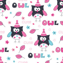 Seamless pattern with owl