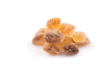 Brown caramelized lump cane sugar cube