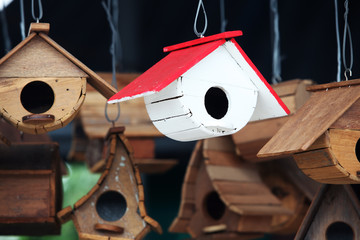 colorful wooden bird house