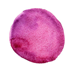 Watercolor hand drawn isolated pink, magenta and purple round spot. Raster illustration