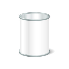 Realistic Blank Open Tin For Canned Food, Preserve, Conserve. Mo