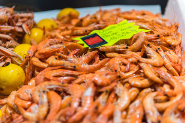 Raw whole tiger prawns