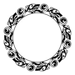 Round  outline frame with ornamental fish