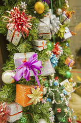 Christmas decorations on the fir tree