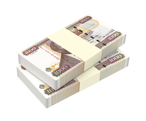 Kenyan shillings isolated on white background. Computer generated 3D photo rendering.