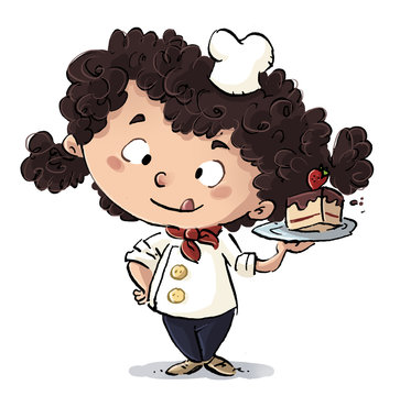 ni&ntilde;a cocinera con pastel