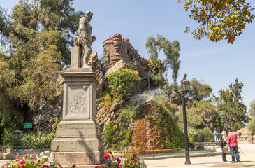 CERRO SANTA LUCIA-NOV 14, 2015: Cerro Santa Lucia park in the middle of the busy city of Santiago, Chile