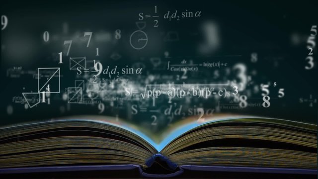math physics formulas from book. computer generated loopable motion background. HD 1080 progressive