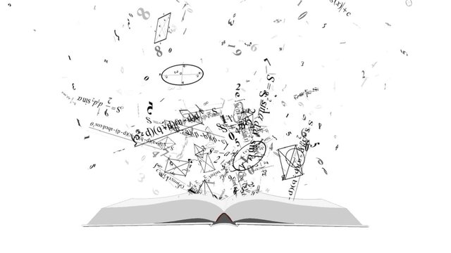 math physics formulas from book. computer generated loopable motion background. HD 1080 progressive