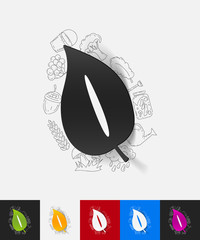 leaf paper sticker with hand drawn elements