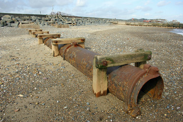 Sewer pipe on beach