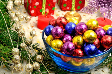 Christmas decoration with colorful tinfoil