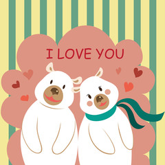 Naklejka premium Cute Bear Valentine, I Love You Bear Happy and Lover