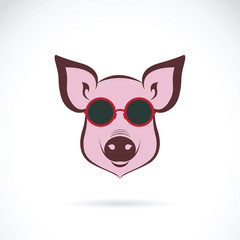 Vector image of a pig glasses on white background. Fashion