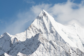 Mountain peak with snow