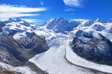 スイスアルプス　リスカムと氷河