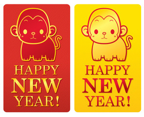 Vector Illustration of Monkey Happy New Year sign