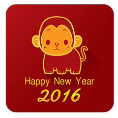 Fototapeta na wymiar Vector Illustration of Monkey Happy New Year sign
