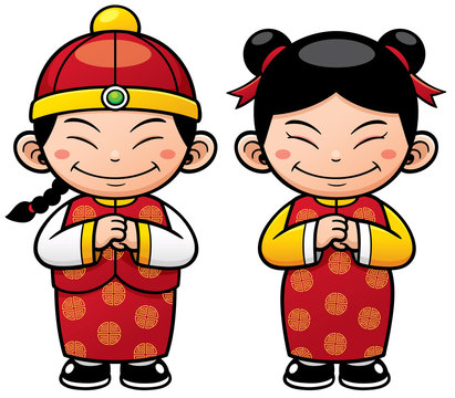 Vector illustration of Chinese Kids