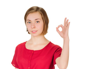 young woman indicating ok sign