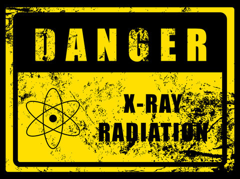 X-Ray Danger Caution Sign and Grunge Texture