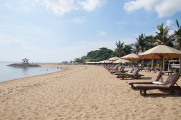 Chairs and Umbrealla on a Beautiful beach
