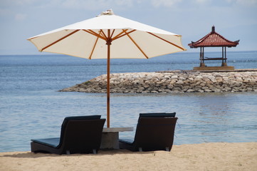 Chairs and Umbrealla on a Beautiful beach
